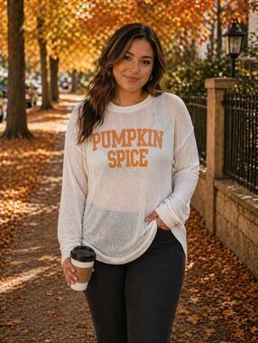 Old Navy *NEW Women's "Pumpkin Spice"🎃 Long  Sleeve Tee - Size XL